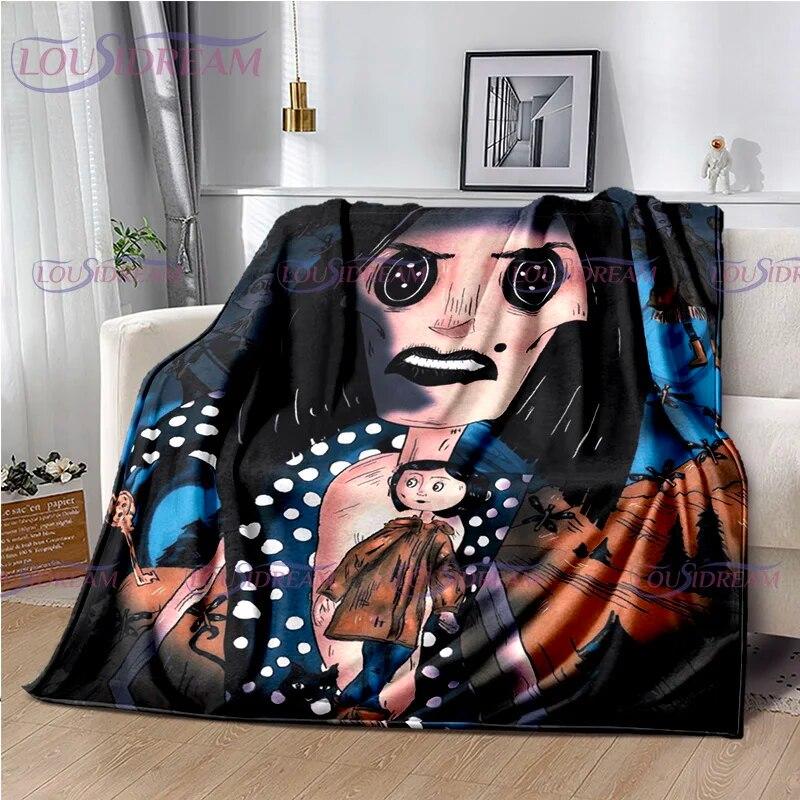 Одеяло в готическом стиле с анимационным принтом коралины, детское одеяло, семейное одеяло для сна, дивана, кровати, теплое одеяло, мягкое покрывало