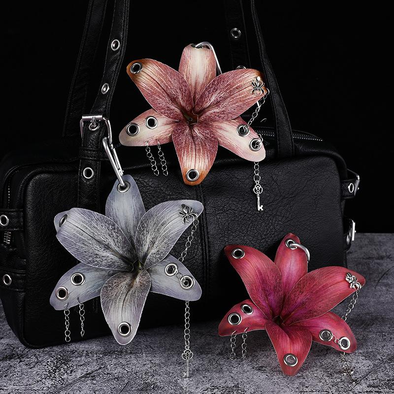 Creative Lily Simulation Flower Keychain Pendant Backpack Decoration Accessories Gifts