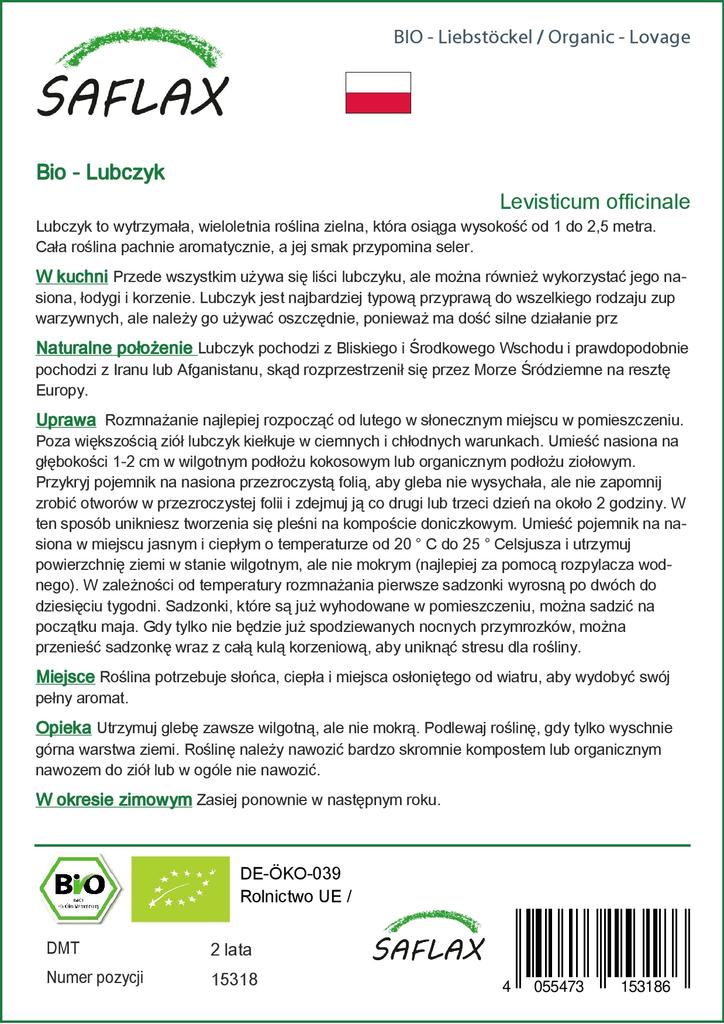 SAFLAX Garden in the Bag - Органический - Любисток - 100 семян - С субстратом в удобном стоячем пакете - Levisticum officinale