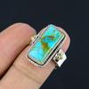 Натуральный медь, бирюзовый драгоценный камень, твердое стерлинговое кольцо 925 пробы, двухцветное кольцо, ювелирные изделия ручной работы для женщин и девочек