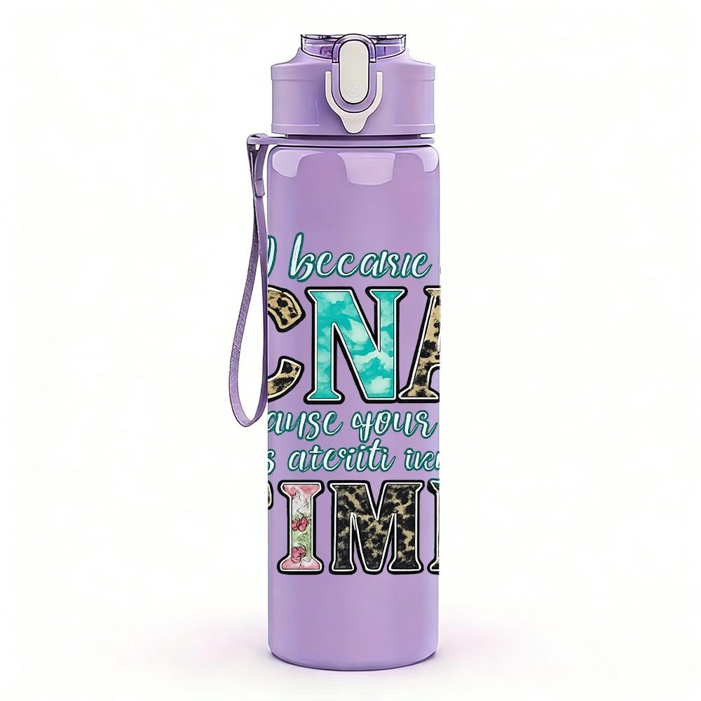 1PC CNA Time Fun Party Text 750ml Color Plastic Sports Water Bottle Leakproof Flip Straw Lid Suitable for Sports Office Home Use