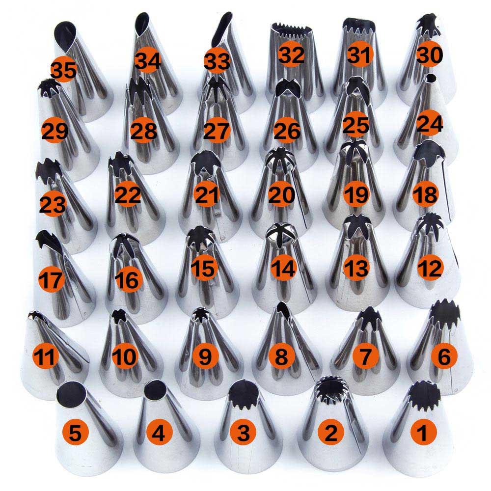 Icing Stainless Nozzles Piping 36pcs Steel Cream Tips Fondant Dessert Decorators Baking Tool