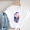 (Asian Size) T Shirt Fashion Feather Trend Cute 90s Women Clothing Casual Top Short Sleeve Tee Print Lady Female Graphic T-shirts