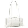 Tory Burch Marshmallow Embossed Metallic Double T Ruched Leather Tote Shoulder Bag Small Women Bags White 163622-100