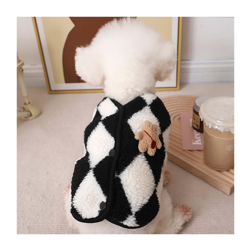 Жилет в ромбовидную клетку Одежда для домашних животных, одежда для маленьких молочных собак, маленьких собак и зимняя теплая одежда для ног