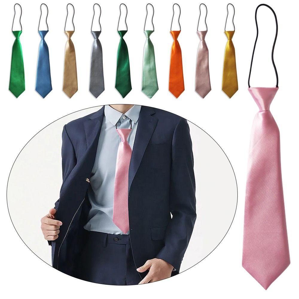 Short Style Cute Decoration Solid Color No Small Tie School Kids Tie Wedding Elastic Neck Tie