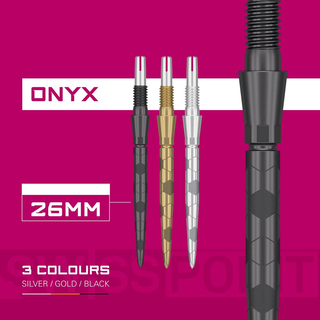Target Дротики Swiss Storm ONYX Сменные наконечники для дротиков Стальные наконечники для дротиков (Набор 3) 26мм/30мм/35мм - Серебристый/Золотистый/Черный (26 мм, Черный)