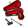 Wooden Miniature Double Bass with Stand, Bow and Case Mini Musical Instrument Contrabass Replica Collectible Figurines Upright Bass Model Home