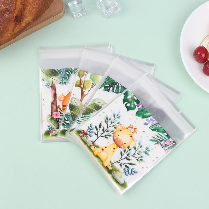 50 шт./пакет самозапечатывающиеся мешочки для печенья и конфет с изображением животных джунглей Wild One Safari тематика день рождения декор для детей подарочные пакеты для детского душа