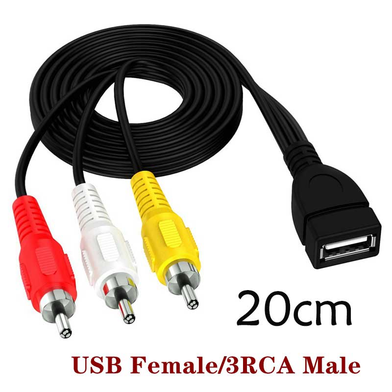 1pcs USB Male Plug To 3 RCA Female Adapter Audio Converter Video AV A/V Cable USB To RCA Cable For HDTV TV Television Wire Cord