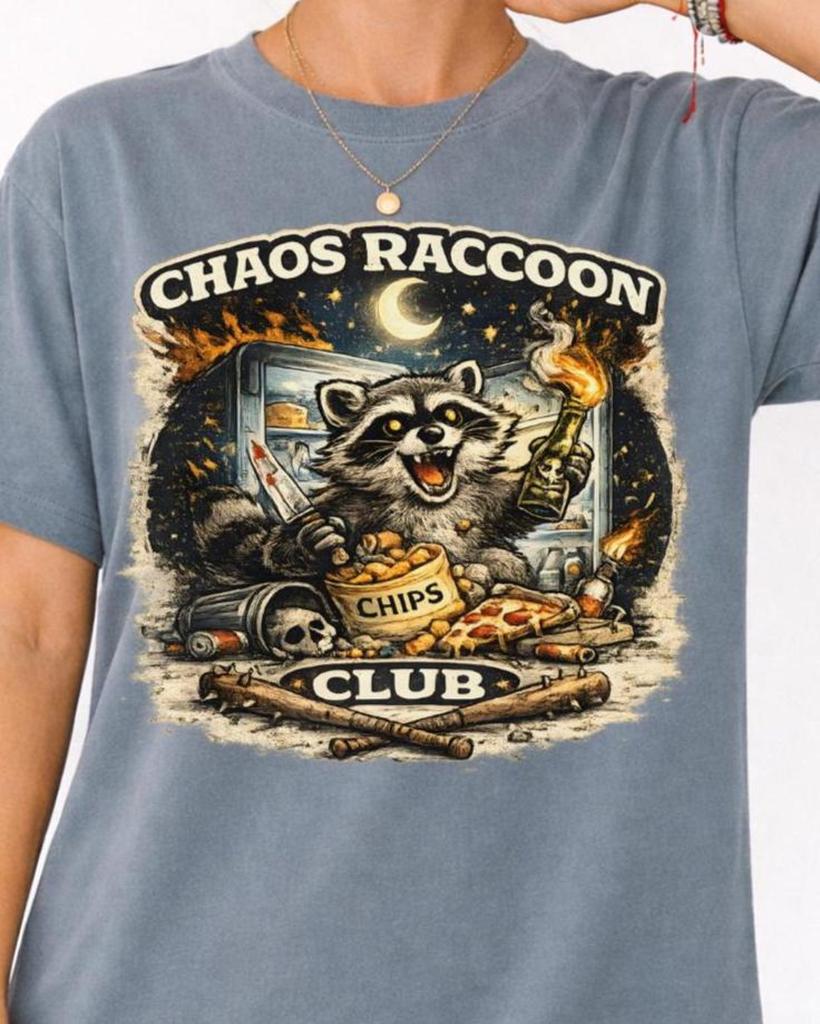 Chaos Raccoon Club Shirt and kids tshirt Funny Trash Panda Tee Retro Animal Graphic Comfort Colors T-Shirt and kids tshirt Humor Gift Crop Top Tank