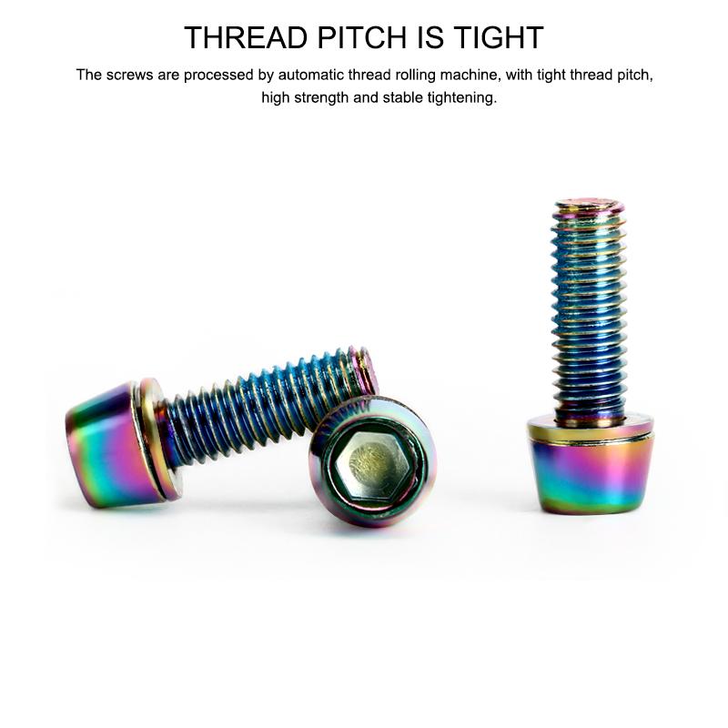 6 Pcs Bicycle Disc Brake Caliper Bolt Clamp Fixed Screws M6*18MM Titanium-plated Colorful Steel For MTB Mountain Bike