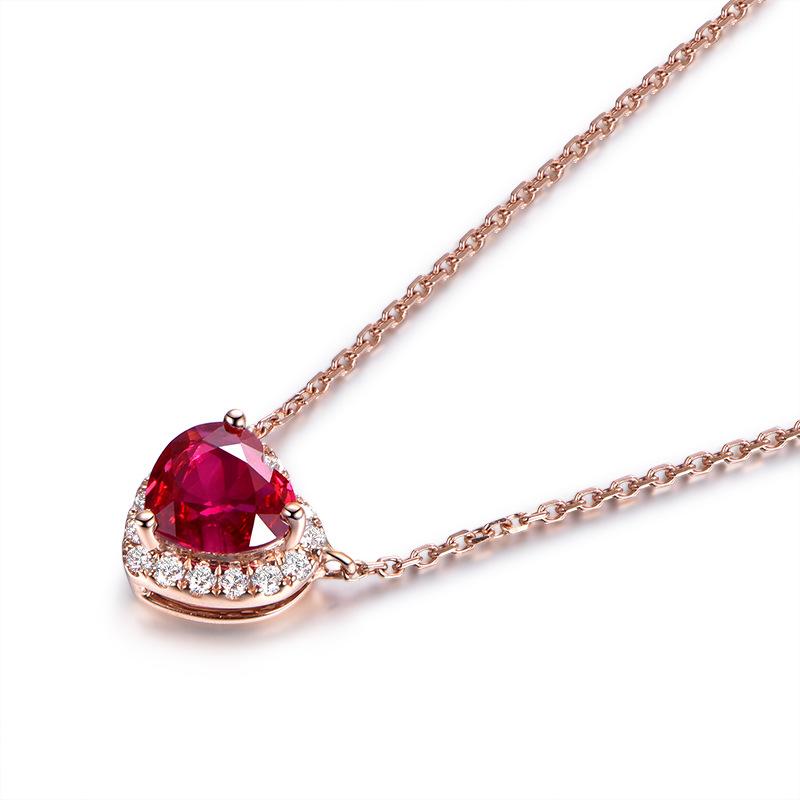 BELLA BOX New Style Elegant Heart-shaped Pigeon Blood Red Loverose Gold-plated Pendant Clavicle Chain Charm Wedding Engagement Fine Jewelry New Trendy