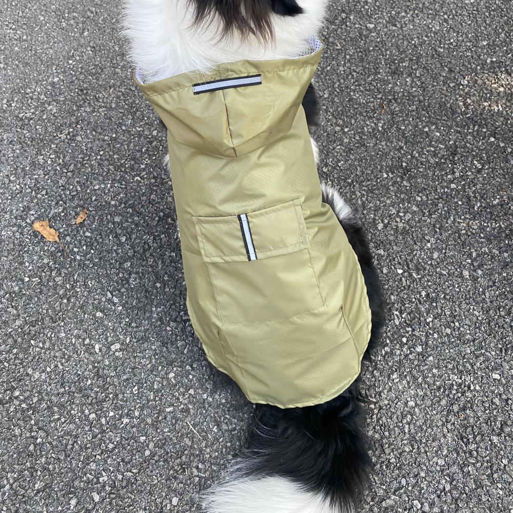 Reflective Large Breed Dog Rain Poncho - Waterproof & Windproof Hooded Raincoat