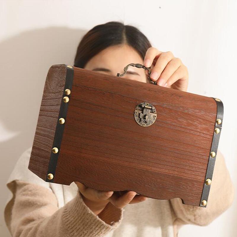 Деревянный сундук для хранения сокровищ, копилка, винтажная детская копилка, шкатулки для денег, сбережение ювелирных изделий, пиратский органайзер, декор, подарок