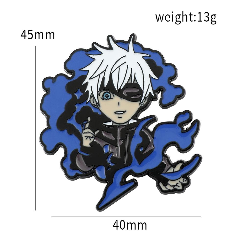 Anime Jujutsu Kaisen Enamel Badges with Chain Gojo Satoru Brooch Itadori Yuji Pins Geto Suguru Badge for Backpack Clothing Lapel