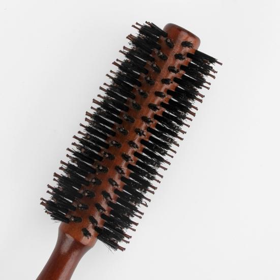 Wooden Handle Bristles Round Brush Portable Anti-static Thin Thick Long Straight Curly Hair Brush Women Girls Hair Styling Detangling Comb