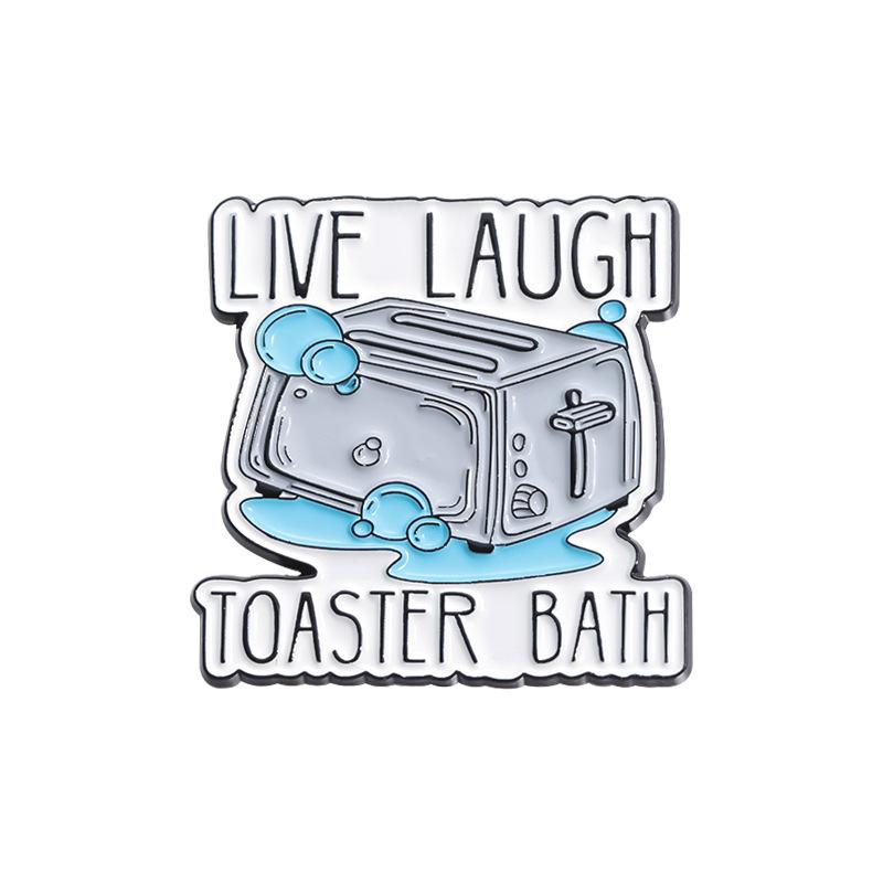 Cartoon Toast Enamel Brooch Lapel Pin Dollar Bread Machine Avocado Goldfish Pigeon Frog Creative Bread Metal Badge Jewelry Gift