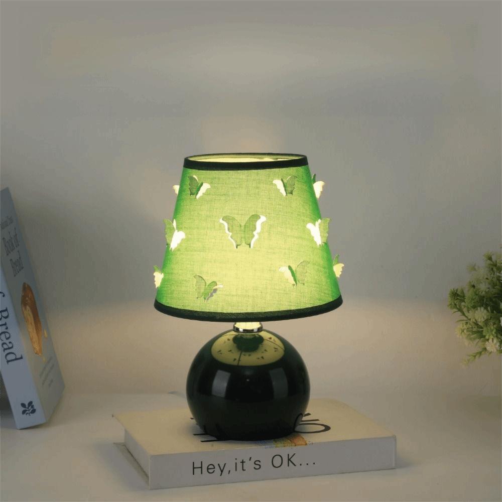 3D Butterfly Lampshade Metal Desk Lamp Metal Base Fabric Table Lamp Bedside Ambient Lamp Bedside