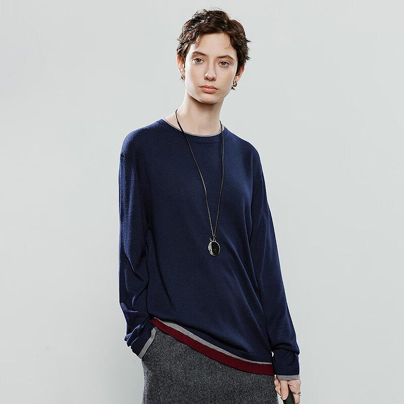 Women's American Style Round Neck Wool Blend Knit Sweater