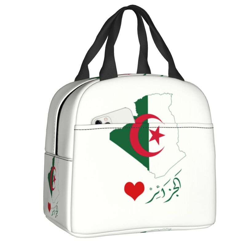 Custom Algeria Flag Lunch Bag Men Women Thermal Cooler Insulated Lunch Box for Kids School Children