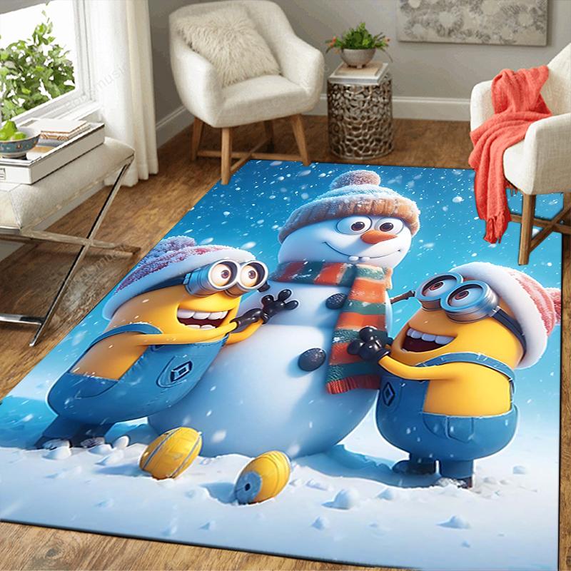 1Pc Minions Christmas Celebration Rug Office Carpet Indoor Outdoor Doormat Nonslip Soft And Comfortable Living Room Christmas Halloween Gift D91854