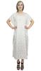 Women's Floral Printed White Satin Long Maxi Kaftan Beach Gown
