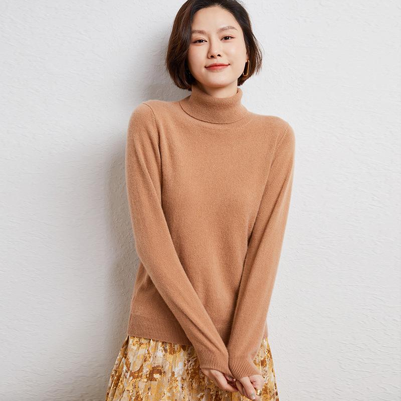 Women's High Neck Cashmere Sweater - Autumn/Winter Loose Knit Plus Size Pullover