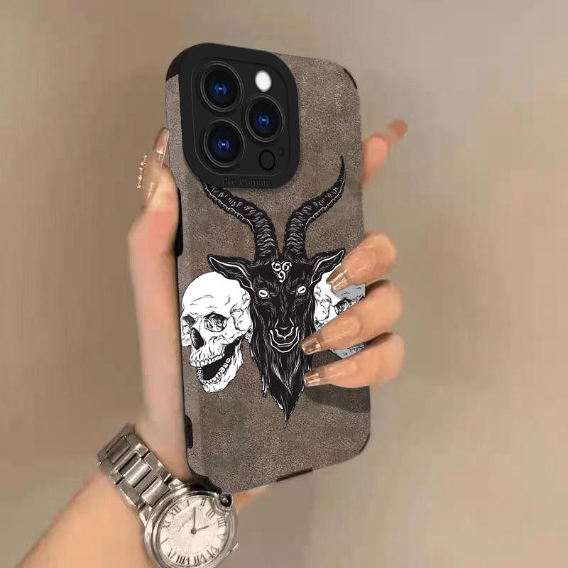 Чехол из натуральной кожи ягненка со скелетом для iPhone 17 Pro Max Air 16 16e 15 14 13 12 11 Pro Max Plus X XS MAX XR Задняя крышка