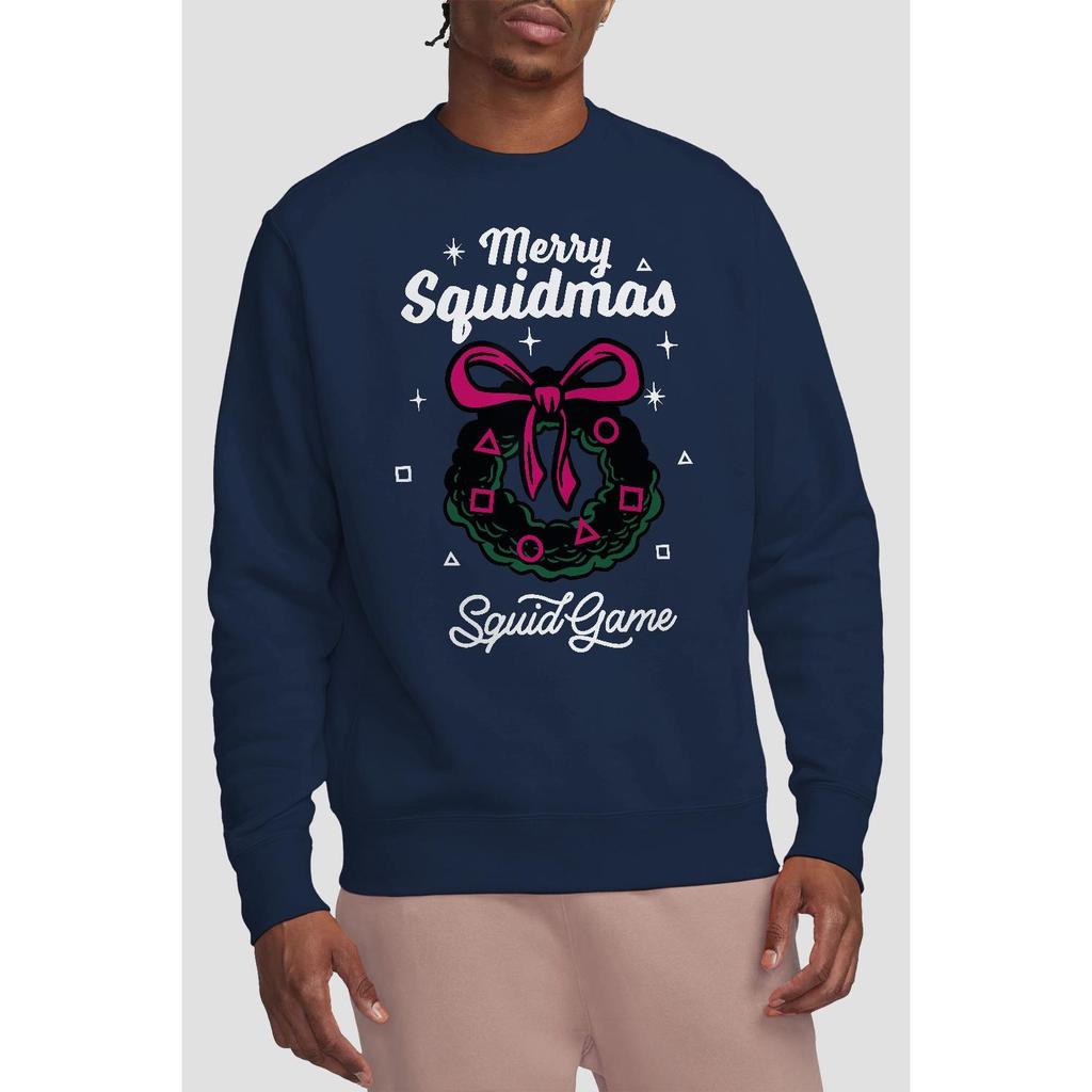 Игра в кальмара Унисекс Взрослый Свитшот Венок Merry Squidmas