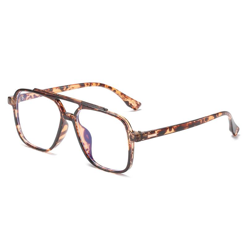 Tr90 Прозрачная ретро-двухлучевая оправа для очков Мужская большая оправа Большое лицо Плоское зеркало Женский прилив Литературный и художественный с близорукостью