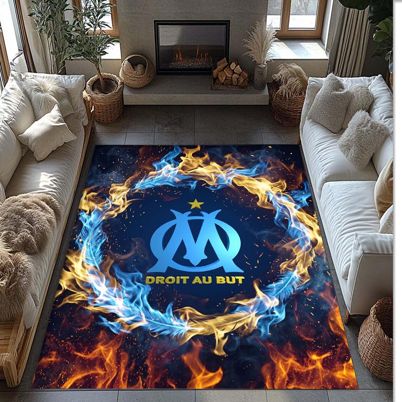 Olympique Lyonnais FC Soccer Football Pattern Soft Area Rug Non Slip Indoor Floor Carpet Sports Decor Mat for Bedroom