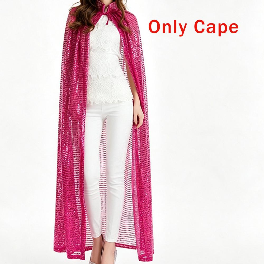 Women's Sequin Cape Halloween Sparkling Hooded Cloak Disco Party Carnival Masquerade Ball Stage Performance Costume Capes Jacket