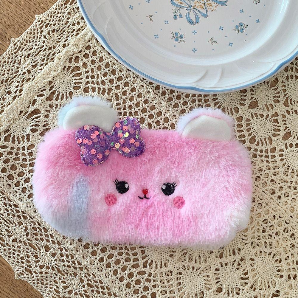 Plush Pencil Case Girl Heart Pen Box Cartoon Pen Storage Bag School Office Supplies