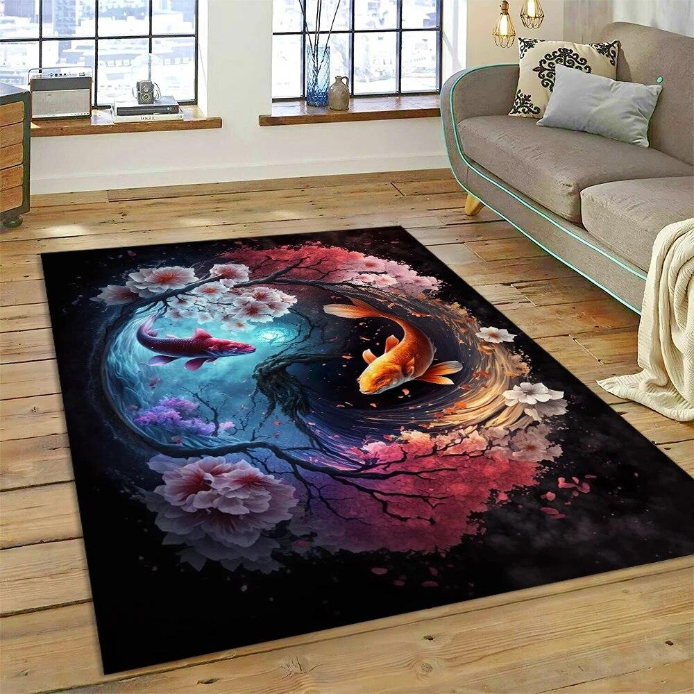 Yin and Yang 3D Naturalize Chinese Tai Chi Carpet Rug for Home Living Room Bedroom Sofa Doormat Decor,Kids Area Rug Non-slip Mat