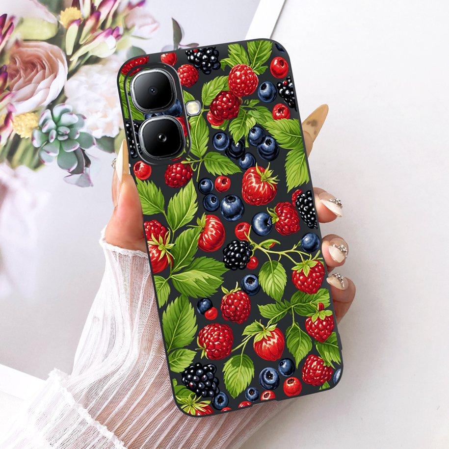 For Infinix Smart 20 4G Case New Fashion Flower Pattern Soft Black Silicone Phone Cover For Infinix Smart 20 Bumper Smart20 Para