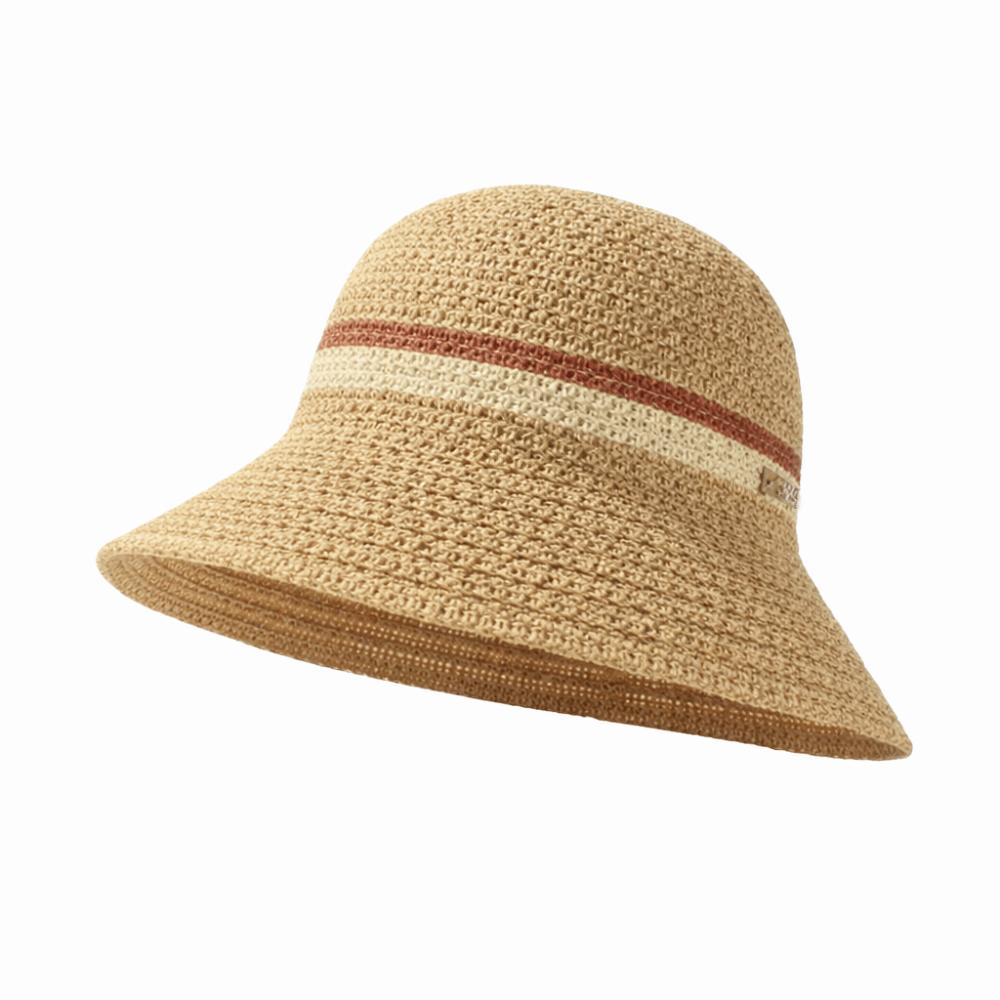 Flat Brim Wide Brim Bucket Hat Contrast Stripes Sun Hat New Hollow Straw Cap Beach Vacation