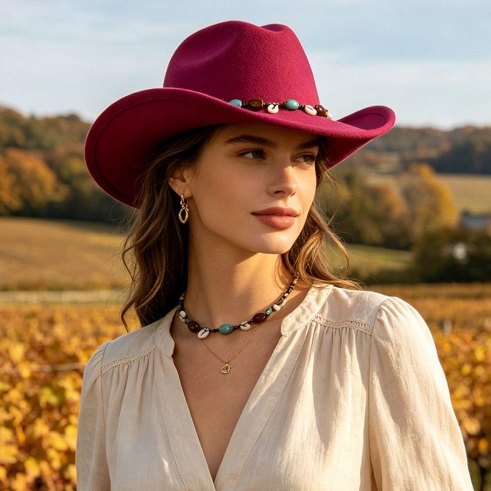 Roll Up Brim Cowboy Hat Wide Brim Wide Brim Hat Cool Cropped Jazz Hat for Women & Men