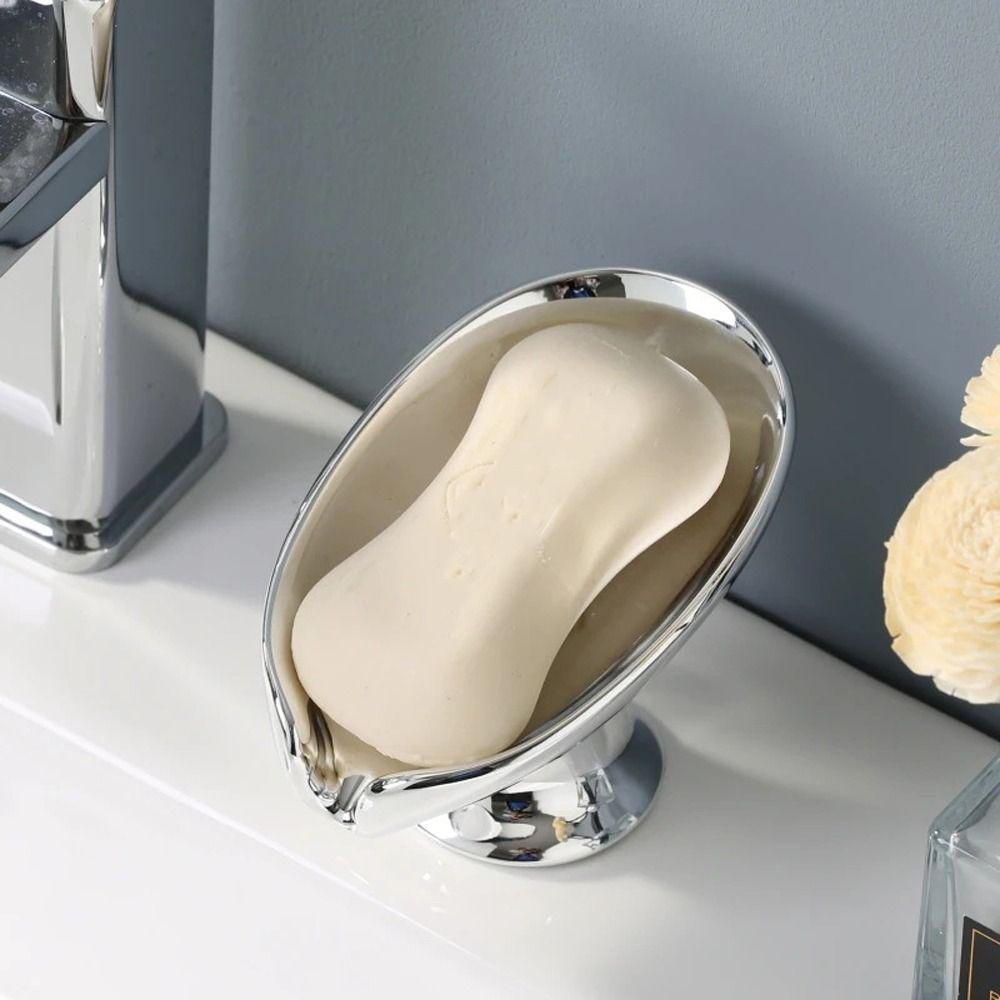 Leaf Shape Self Draining Soap Holder Ceramic Bathroom Storage Holder Elegant Soap Rack Washbasin
