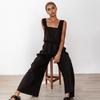 1116 Summer New French Loose Casual Wide Leg Pants Square Neck Vest Women's Casual Cotton and Linen Suit