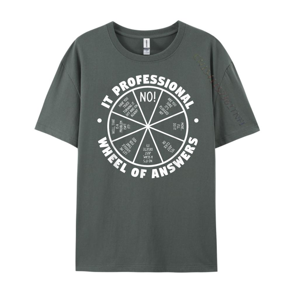 It Professional Wheel Of Answers Computer Tech Support Unisex Graphic Tees Cotton Comfort Sale Tops T Shirt Luxury