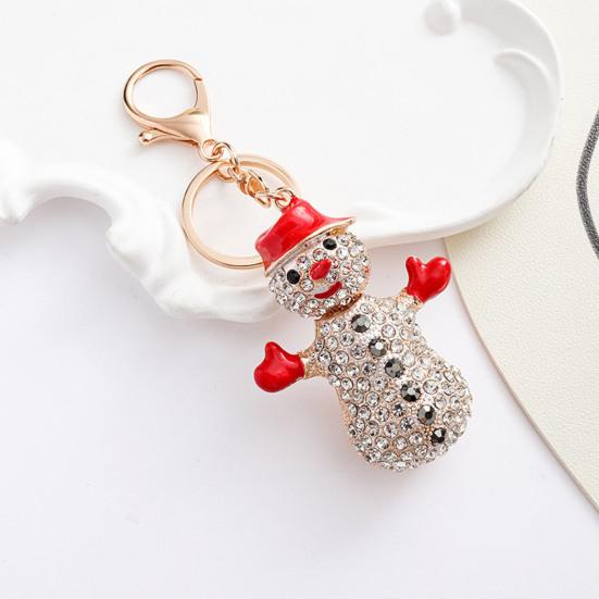 Брелок-подвеска Yousheng Сверкающие стразы Дизайн снеговика Металлическое кольцо для ключей Декоративный держатель для ключей Украшение для сумки друзей