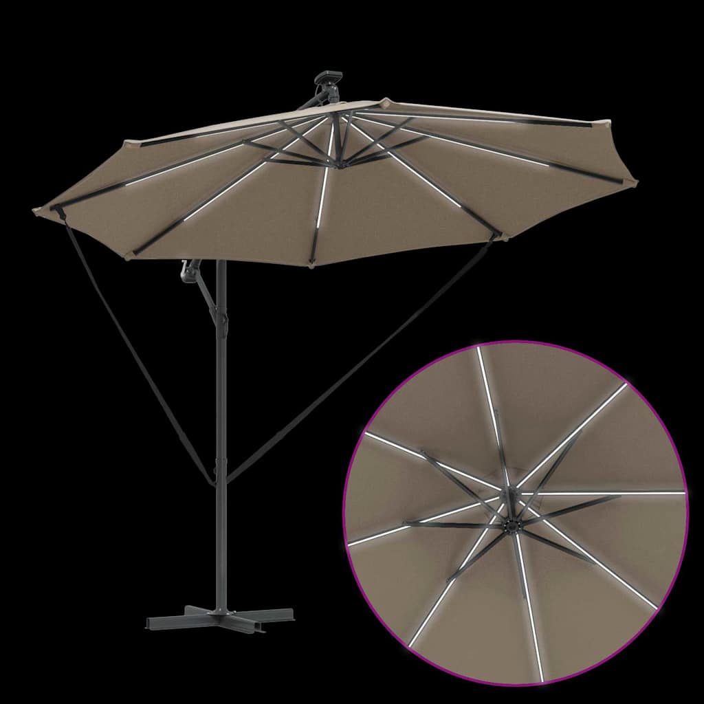 Sun Umbrella Taupe 294 x 294 x 248 cm Polyester and Aluminum