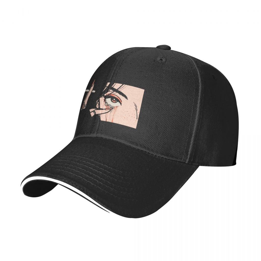 Crying Girl With Cigarette Baseball Cap Trucker Cap Anime Hat Women Unisex'S