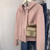 Women's Korean Style Hooded Double Zipper Knit Cardigan Jacket for Autumn/Winter