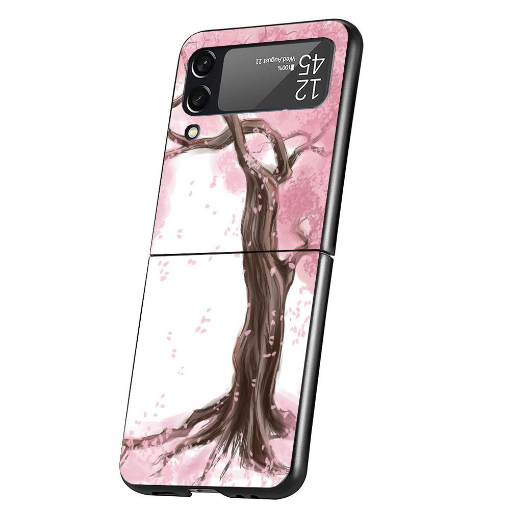 Cherry Blossom Tree Cover Phone Case For Samsung Galaxy Z Flip 7 6 5 4 3 5G Flip7 Flip6 Flip5 Flip4 Flip3 Black Fundas Shell Gal