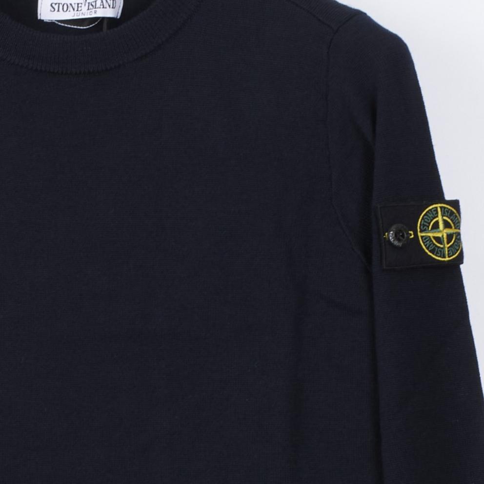 STONE ISLAND Свитер Детский Однотонный С круглым вырезом Пуловер С длинным рукавом Темно-синий Детские свитеры 8116509C4-V0020