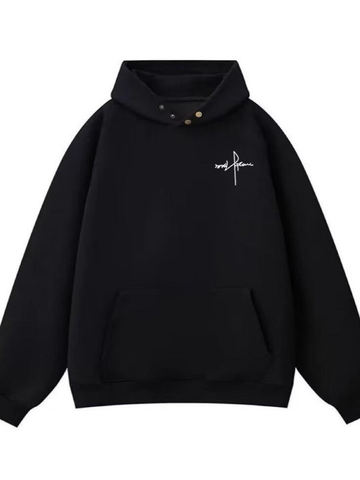 Unisex Hoodie with Trendy Letter Buckle Design - Fashionable, Versatile, and Loose-Fit