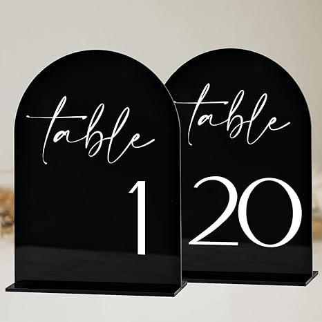 Arch Acrylic Wedding Table Number Card with Stand Mirrored Table Number Holder for Wedding Reception,Party,Anniversaries,Event
