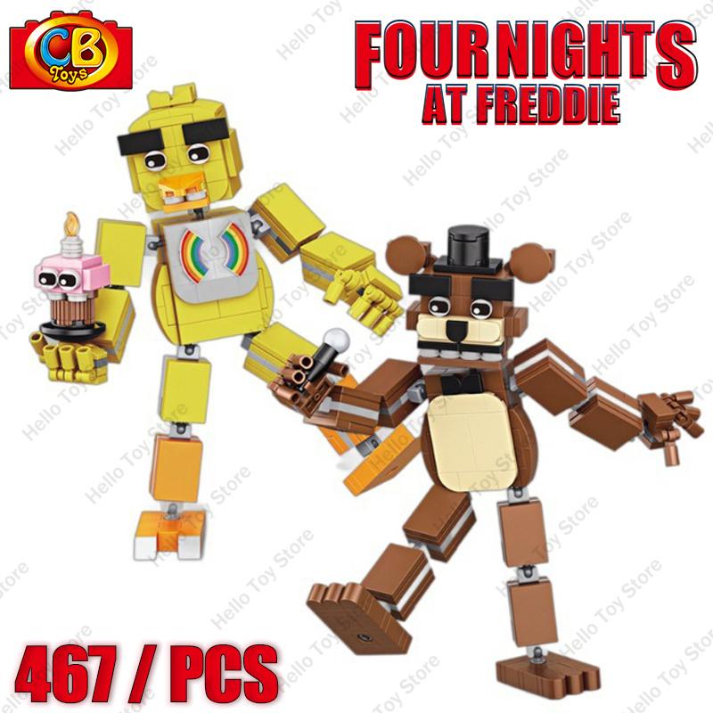 Горячая Классическая Кино Фигурка Fnaf Кукла Fnaf Пять Ночей Кошмарная Чика Фокси Золотой Бонни Медведь Фигурка Действия Детали Строительные Блоки Игрушки